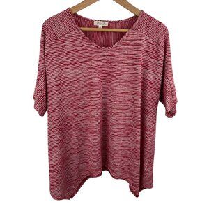 Jillian N Petites Womens SIze PL Red &amp; White Short Sleeve Knit Shirt